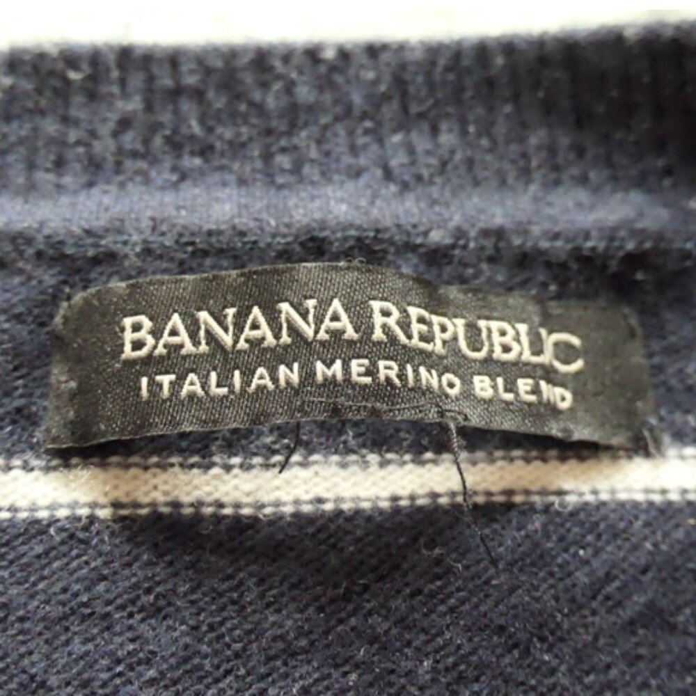 Banana Republic Sweater Lips Embroidery Women Navy stripes XS petite nautical - Picture 3 of 9
